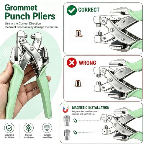 Grommet Tool Kit 3/16 1/8 Leather Hole Punch Plier Puncher with 360 Sets Color Metal Eyelets for DIY Fabric Canvas Craft Projects in Kuwait