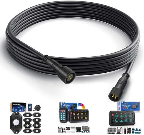 MICTUNING 10FT 4 Pin RGB Rock Light Extension Wire Cable - Only for 4 and 8 Pods RGB LED Rock Lights Connection (2 Pack) in Kuwait