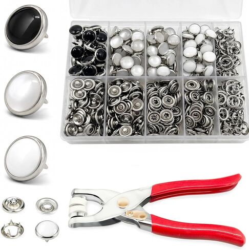 PIGORY Metal Snap Button Kit, 10 Colors Solid Snaps for Fabric with Fastener Pliers Press Tool Kit, 9.5mm Sewing Snaps for DIY Crafting Clothing(100Set) in Kuwait