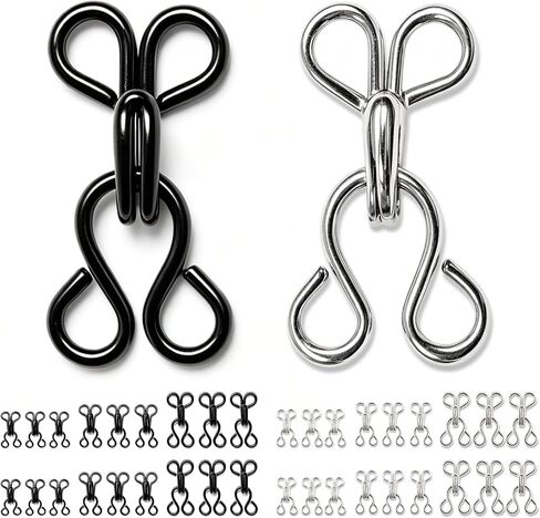 100 Pairs Hook and Eye Fasteners, 3 Sizes Hidden Metal Sewing Closures in Kuwait
