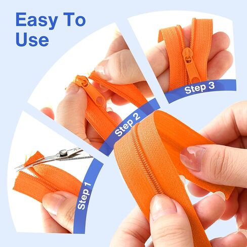 60 Yards 20 Pcs Sewing Colors Zippers Bulk #5 Nylon Coil Assorted Lengths Sewing Zipper with 200Pcs Pull Heads, for DIY Sewing, Bag Pack, Crafts Zipper Tape for Clothes, Purse Making Supplies Kit in Kuwait
