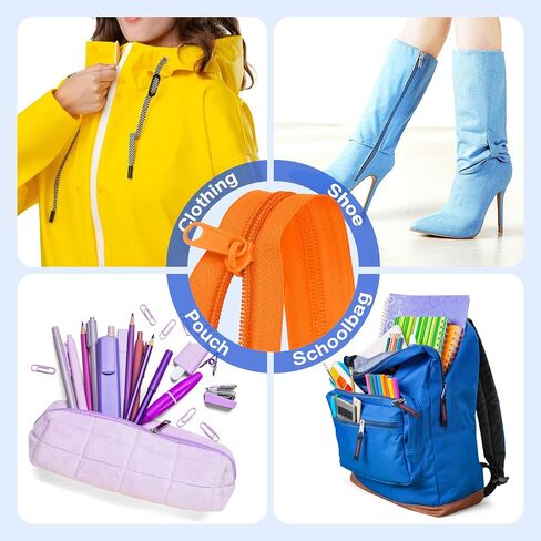 60 Yards 20 Pcs Sewing Colors Zippers Bulk #5 Nylon Coil Assorted Lengths Sewing Zipper with 200Pcs Pull Heads, for DIY Sewing, Bag Pack, Crafts Zipper Tape for Clothes, Purse Making Supplies Kit in Kuwait