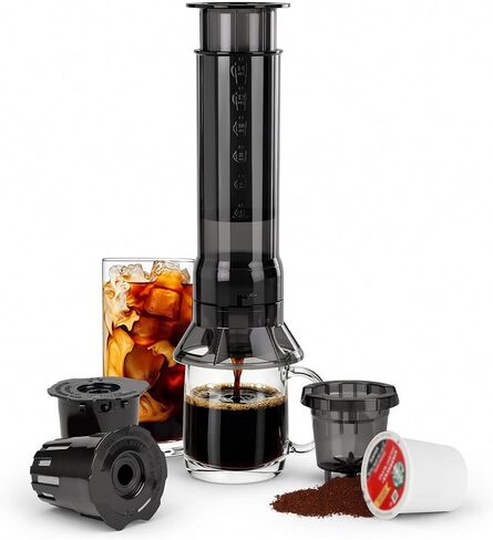 Portable Travel Coffee Maker Press, Camping Coffee Press, Travel K Cup Coffee Maker - Instantly Makes Delicious Coffee, Compatible with K Cups and Ground Coffee, 4~12 OZ One Shot in Kuwait