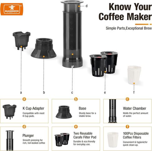 Portable Travel Coffee Maker Press, Camping Coffee Press, Travel K Cup Coffee Maker - Instantly Makes Delicious Coffee, Compatible with K Cups and Ground Coffee, 4~12 OZ One Shot in Kuwait