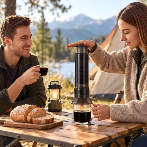 Portable Travel Coffee Maker Press, Camping Coffee Press, Travel K Cup Coffee Maker - Instantly Makes Delicious Coffee, Compatible with K Cups and Ground Coffee, 4~12 OZ One Shot in Kuwait