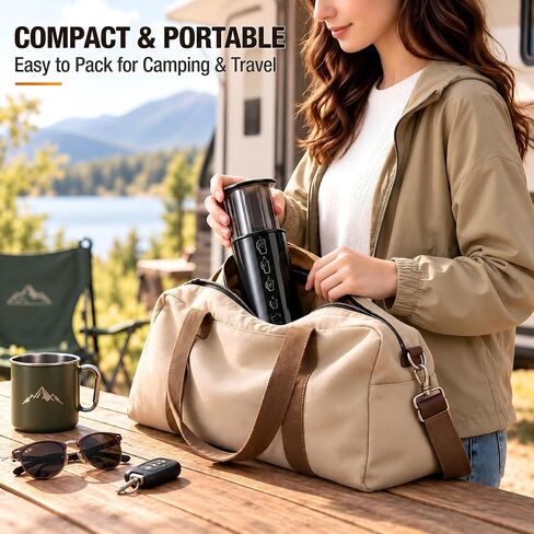 Portable Travel Coffee Maker Press, Camping Coffee Press, Travel K Cup Coffee Maker - Instantly Makes Delicious Coffee, Compatible with K Cups and Ground Coffee, 4~12 OZ One Shot in Kuwait