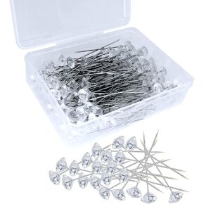 200PCS Corsage Boutonniere Pins, Sewing Corsages Flower Pins, Long 2inch Floral Diamond Rhinestones Pins, Straight Head Pins for Wedding, Jewelry DIY Decoration, Quilting and Craft by Sunenlyst in Kuwait