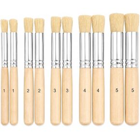 10 Pcs Stencil Brush Set, Natural Bristle, 5 Sizes in Kuwait