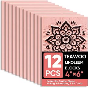 TEAWOO 12Pcs Linoleum Blocks for Printmaking, 4"x6" Premium Rubber Stamps in Saudi Arabia