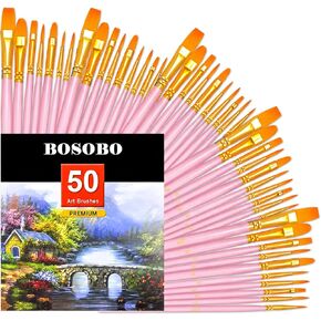 BOSOBO Paint Brushes Set, 20 Pcs Small Paint Brush Kit Round Flat Tip Nylon Hair, for Acrylic Painting, Watercolor, Oil Painting, Kids Face Nail Art Canvas Rock Craft, Art Supplies, Blue in Kuwait