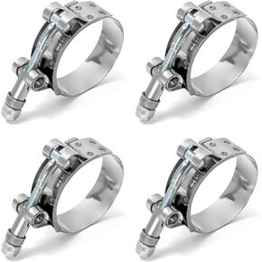QWORK 4" T-Bolt Hose Clamp Stainless Steel, Working Range 108mm - 116mm for 4" Hose ID, Turbo Intake Intercooler Clamp, 4 Pack in Saudi Arabia