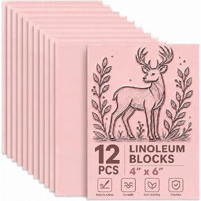 6 Pack 8"x10" Large Rubber Carving Blocks for Stamp Making, Printmaking & Block Printing, Soft Pink Carving Sheets for DIY Crafts, Art Projects, Craft Supplies for Beginners & Artists Professionals in Kuwait