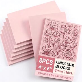 SGHUO 8pcs 4"x6" Pink Rubber Carving Blocks, 8mm Thick in Saudi Arabia