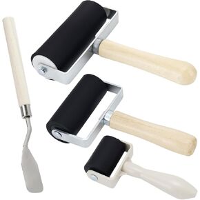3 Pack Rubber Brayer Roller, 1.4"/2.4"/3.7" Art Craft Rollers with Scraper in Saudi Arabia