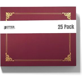 Better Office Products 25 Pack Red Certificate Holders, Diploma Holders, Document Covers with Gold Foil Border, for Letter Size Paper, 25 Count, Crimson Red in Kuwait
