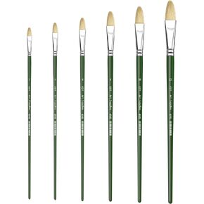 XDT#6385 Filbert Artist Paint Brush 6 Piece Set Medium Stiff Hog Bristle Extra Long Handle #2#4#6#8#10#12, Acrylic Oil Watercolor in Saudi Arabia