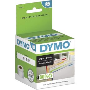 DYMO Authentic LW 1-Up File Folder Labels, DYMO Labels for LabelWriter Label Printers, White, 9/16" x 3-7/16", 2 Rolls of 130 (260 Total) in Saudi Arabia