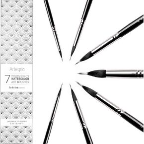 ARTEGRIA Watercolor Brush Set, 7 Extended Tip Needle Point Round Brushes in Kuwait
