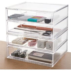 STORi Chloe Stackable Clear Double Organizer Drawers | 2 Piece Set | Organize Makeup and Beauty Supplies | Made in USA in Saudi Arabia