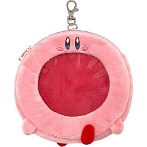 Kirby Mouthful Mode Plush Pouch – Ring Mouth Design, Zipper Case with Transparent Window & Keychain Clip in Kuwait