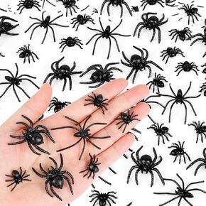 100PCS Plastic Fake Spiders Decorations - 3 Sizes Halloween Realistic Black Spiders, Small Mini Spider Decor for Halloween Party, Haunted House, Home & Themed Events in Kuwait