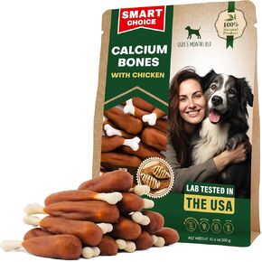 Dog Treats Bones Wrapped Chicken & Rawhide Free Chew - Pet Healthy Dried Snacks & Grain Free Meat - Bulk Best Chews for Small & Large Dogs - Made for USA (24 oz (Pack of 1), Calcium Bones) in Saudi Arabia