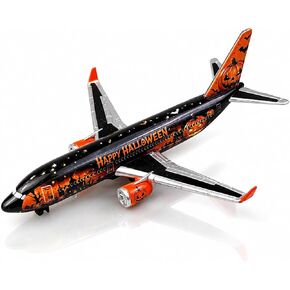 Halloween Airplane Model, Black & Orange Passenger Aircraft with Pumpkin and Bat Design, Decorative Collectible for Aviation Fans in Kuwait