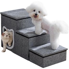 Pet Stairs with Storage and Condo, Cat Stairs for Old Cats, Grey in Saudi Arabia