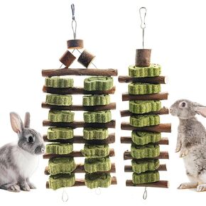 WDEFUN Natural Apple Wood Clover Cake Teeth Grinding Toy String - Rabbit Snack Chewing Toy, Safe and Durable Pet Teeth Grinding Rod, Caring for Dental Health in Saudi Arabia