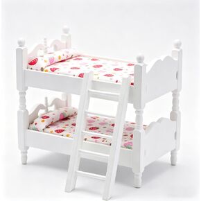 Wooden Dollhouse Furniture of Baby bunk Bed with Ladder for Miniature Dollhouse Accessories - 1/12 Scale in Saudi Arabia