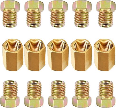 MuHize Brake Line Fittings - 32 PCS Brass Brake Line Fitting Kit for 3/16" and 1/4" Inverted Flares Brake Line Tube in Kuwait