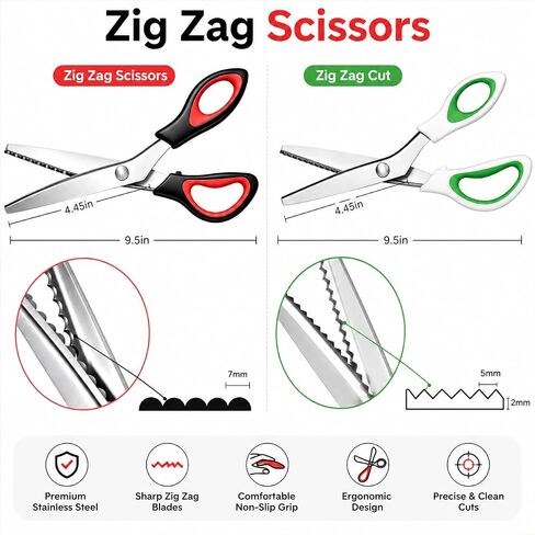 Pinking Shears Set 2 Pack, Scalloped and Zig Zag Fabric Scissors, 9.5 Inch in Saudi Arabia