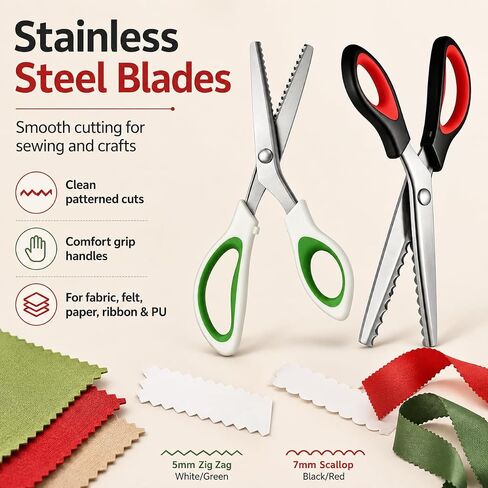 Pinking Shears Set 2 Pack, Scalloped and Zig Zag Fabric Scissors, 9.5 Inch in Saudi Arabia