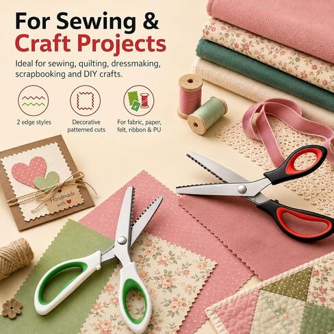 Pinking Shears Set 2 Pack, Scalloped and Zig Zag Fabric Scissors, 9.5 Inch in Saudi Arabia