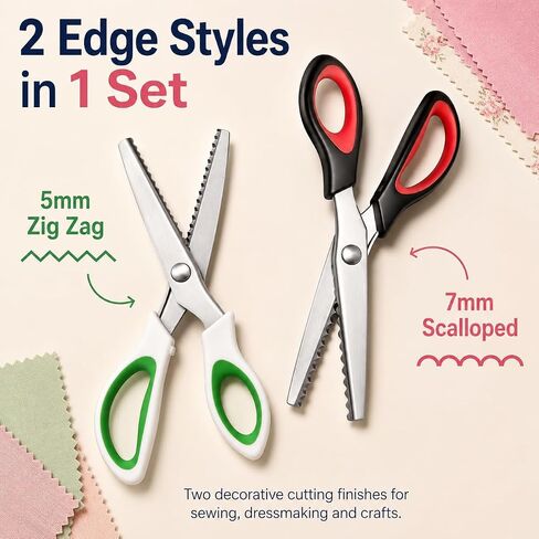 Pinking Shears Set 2 Pack, Scalloped and Zig Zag Fabric Scissors, 9.5 Inch in Saudi Arabia