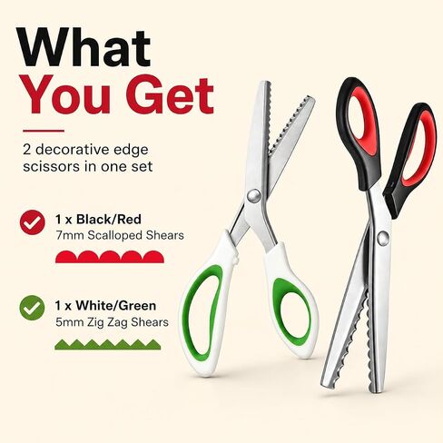 Pinking Shears Set 2 Pack, Scalloped and Zig Zag Fabric Scissors, 9.5 Inch in Saudi Arabia