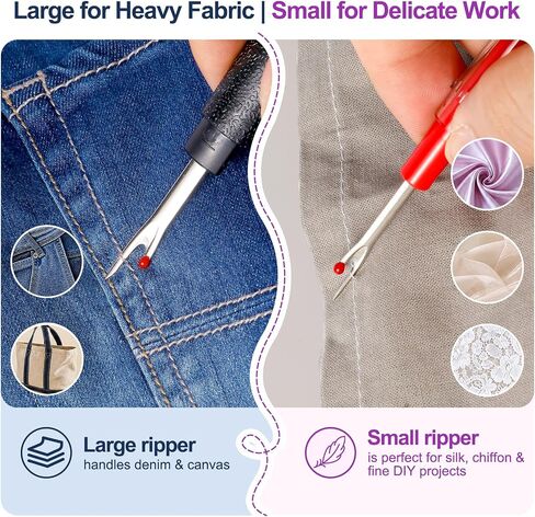 Seam Ripper Tool Kit 4 PCS 2 Large & 2 Small with Threaders & Tape Measure in Kuwait