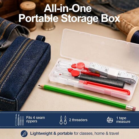 Seam Ripper Tool Kit 4 PCS 2 Large & 2 Small with Threaders & Tape Measure in Kuwait