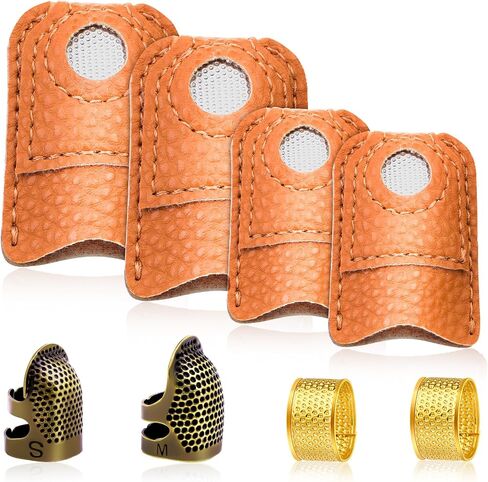 Yizzvb 8 Pcs Sewing Thimble, Leather Thimbles Metal Finger Protectors in Saudi Arabia