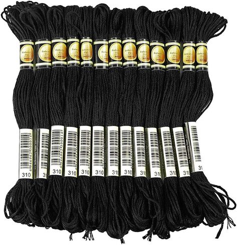 24 Skeins Cross Stitch Threads, Black and White Cotton Embroidery Floss Friendship Bracelets Floss with 12 Pieces Floss Bobbins for Knitting, Cross Stitch Project in Saudi Arabia