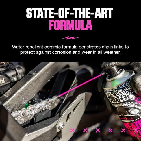 Muc Off All-Weather Motorcycle Chain Lube, 400 Milliliters - Premium Motorbike Chain Lubricant Spray - Formulated for All Weather Conditions in Kuwait