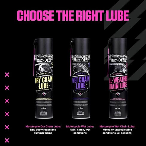 Muc Off All-Weather Motorcycle Chain Lube, 400 Milliliters - Premium Motorbike Chain Lubricant Spray - Formulated for All Weather Conditions in Kuwait