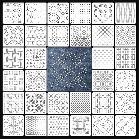 32 Piece Sashiko Stencil Kit 5.1 x 5.1 Inch PET Templates in Saudi Arabia