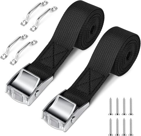 Battery Box Straps Tie Down 79" for Boats Battery Hold Down with Stainless Steel Cam Buckle Battery Hold Down Strap Deck Loop Mounts SS Screws for Marine Battery Box Cooler RV and More(2 Pack) in Kuwait