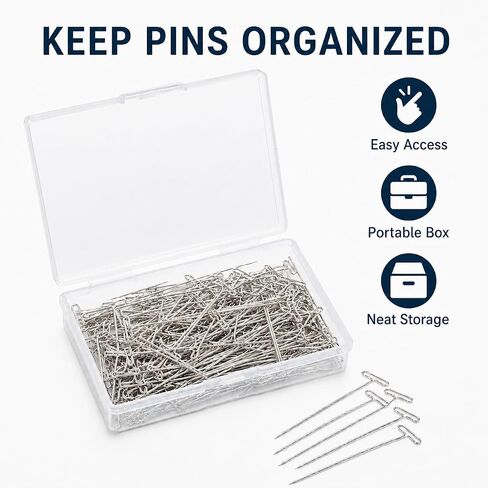 150 Pack 2 Inch T Pins, Stainless Steel T Pins for Wigs, Sewing, Fabric, Blocking, Cubicle Walls, Crafts, Straight Pins for All-Around Use with Box in Saudi Arabia