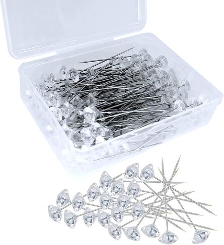 200PCS Corsage Boutonniere Pins, Sewing Corsages Flower Pins, Long 2inch Floral Diamond Rhinestones Pins, Straight Head Pins for Wedding, Jewelry DIY Decoration, Quilting and Craft by Sunenlyst in Kuwait