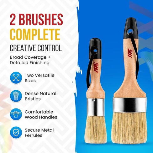 Chalk and Wax Paint Brushes for Furniture, 2 Pack Natural Bristles in Saudi Arabia