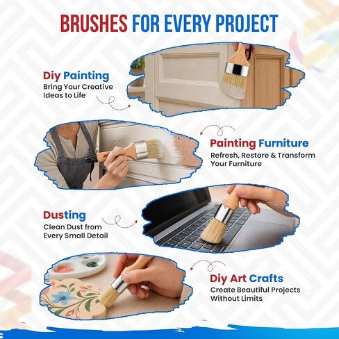 Chalk and Wax Paint Brushes for Furniture, 2 Pack Natural Bristles in Saudi Arabia