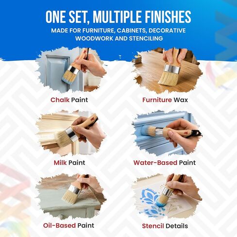 Chalk and Wax Paint Brushes for Furniture, 2 Pack Natural Bristles in Saudi Arabia