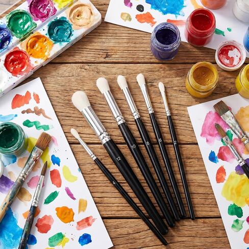 6PCS Stencil Brushes for Painting, Natural Wool Bristle Dome Art Brushes in Kuwait